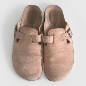 KIDMI Women's Suede Clogs Leather Mules Cork Footbed Sandals Potato Shoes | Sz 9